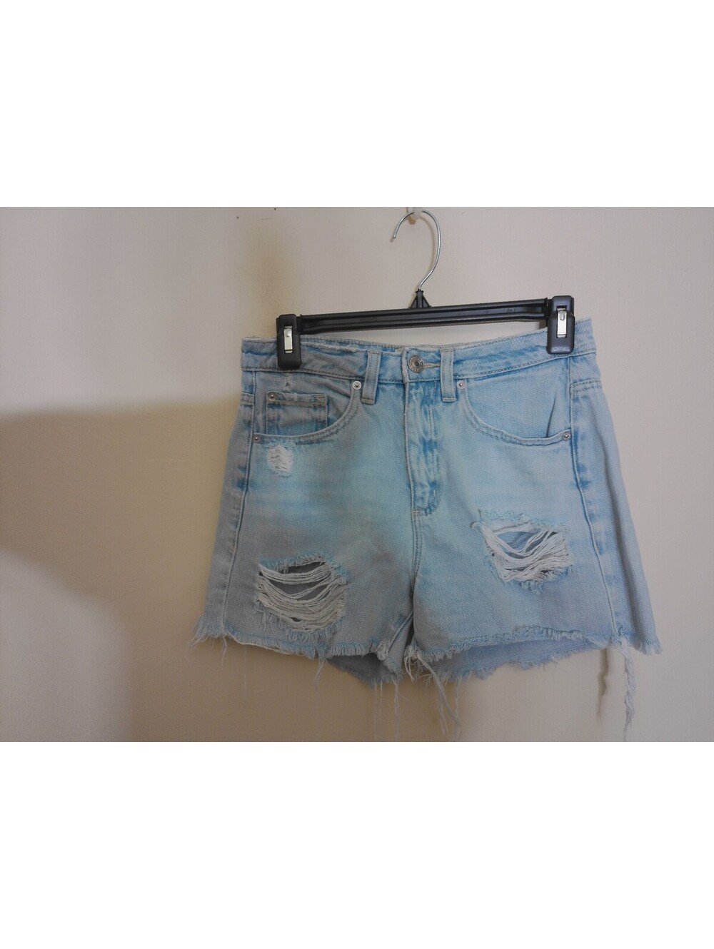 Garage Womens High Rise Jean Shorts Size 03 Ripped Distressed Light Wash Y2K ins